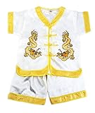 子供用チャイナカンフー着　白地 双龍　ＸＸＬ