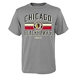 NHLユースBoys 8 – 20 Blackhawksクラシックストライプ半袖Tee M グレイ