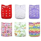 Alvababy新しいPositioning and Printed Design再利用可能な洗濯可能ポケット布おむつ6 Nappies + 12挿入