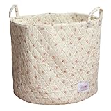 Minene Storage Basket/ Cream Flowers (Large, Pink)