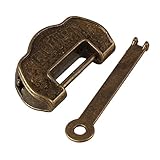 BQLZR 22mm Vintage Carved Chinese Old Style Padlock Lock With Key For Jewelry Box Drawer [並行輸入品]