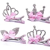 Oujyo 　王冠　ヘアクリップ 　ヘアピン　ヘアアクセサリー 　ピアノ　演出　飾り　　 　前髪クリップ　髪留め　髪飾り　 可愛い　キュート　お宮参り　誕生日　　プレゼント　出産お祝いギフト (ピンク