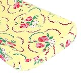 Retro Floral Yellow and Pink Changing Pad Cover - Fits Standard Contoured Changing Pads - 100% Soft 
