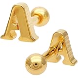 [スパイシーリップス] 14G サージカルステンレス ボディピアス ゴールド 軟骨ピアス メタル イニシャル 厚みのある フォルム へリックス 1194 A