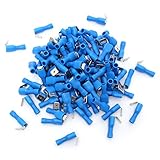 SOLOOP 100pcs 6.3mm Full Insulated Piggyback Splice Spade Electrical Wire Crimp Terminals Connector 