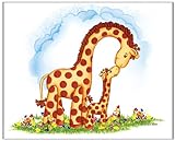 ジャングルアートキリンママと赤ちゃん – 子供壁アート、キッズ壁アート、保育園壁アート 14"x 11" EY05194