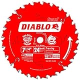 Freud D0724X Diablo 7-1/4-Inch 24 Tooth ATB Carbide Framing Saw Blade with 5/8-Inch and Diamond Knoc