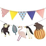 Wrapables multi-print三角形ペナントと動物バナーパーティーデコレーション誕生日パーティー、ベビーシャワー、保育園インテリア、野生動物 A69876c