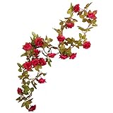 etbotu手作り人工花、シルクローズVinesローズ花、壁の装飾ホームガーデン KY-HOME-040718-085