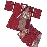 キッズ 女の子 男の子 大正ロマン 甚平 日本製 七夕 夏祭り j-71656 110cm レッド