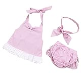 Cutelove 子供服 Tシャツ タンクトップ＆パンツ＆ヘッドバンド 3点セット ストライプ 可愛い ショートパンツ 袖なし 女の子 ベビー 夏 ピンク