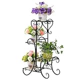 ZYH アイロンフラワースタンド、植物スタンドシェルフフロアリビングルームベッドルームバルコニーブラック多層ポット植物49 * 26 * 79CM 省スペース