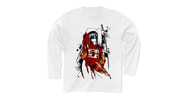 Amazon クラブティー Clubt 着物女性 日本刀インクイラストデザインvol 02 長袖tシャツ ホワイト Xl ホワイト オリジナルプリント 通販