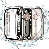 TALENANA for Apple Watchケース 45mm/44mm/41mm/40mm 瞬時にApple Watch Ultraに変身する 防水 series 8/7/SE/6/5/4 液晶保護フィルム+保護ケース+背面ケースの3 in 1デザイン 一体型 全面保護 液晶保護 防傷 耐衝撃 高透過率 （Series 6/SE/5/4、44mm、チタンカラー）