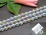 【hinryo】 AA アクアオーラ 水晶 4mm～18mm 1連39cm 通し針、解説書、1mゴム付き 天然石 パワーストーン (10mm-319C)