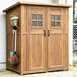 木製収納庫 Potager ポタジェモザイク 木製物置小屋 (高さ177cm×幅156cm×奥行き106cm) ライトブラウン PTG-177LBR