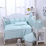 Brandream Crib Bedding Set withバンパーfor a新生児赤ちゃん女の子または少年、7pcs グレー