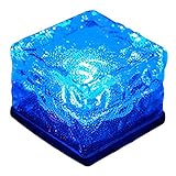 ソーラー　光センサー　防雨　キューブ　氷塊型　RGB　埋め込み　多色変化　カラフル　イルミネーションライト　太陽発電LEDライト　庭ガーデン　歩道　車道　芝生　に適用 (青)