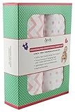 Changing Pad Cover Set - Cradle Sheet Set 100% Cotton Jersey Knit for Baby Girl - 2 Pack Pink and Wh