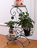 CHAOXIANG フラワーシェルフアイアン3フロアプランターシェルフヨーロッパの屋内と屋外の植物棚 (色 : ブラック)