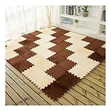 Ailierジョイントマット 絨毛付き EVAマット ノンホルムアルデヒド フロア プレイ クッション マット サイドパーツ付き 大判 30×30cm 断熱 快適 子供部屋 (16枚セット, コーヒー