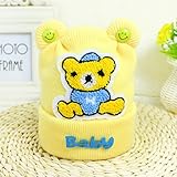 新生児帽子 クリスマス 防寒 ニット帽子 ベア飾り 2017新製品 yellow