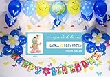 A023☆BLUE風船セット■お誕生日を飾りましょ♪　【 写真+名前入り 横断幕♪　誕生日バナー】 / 誕生日横断幕　パーティー装飾用品　★横断幕＋バルーン装飾SET★...