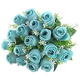 Soledi人工花18 Headsソリッド色シミュレーションバラ芽の結婚式ホームデコレーション