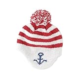 (チャックル) chuckle *ボンシュシュ*ボンボン付きマリン柄マシュマロニット帽子【日本製】 レッド 46-48cm P9288-48-21