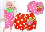 (フルーツファーム)FRUITS FARM 【FRUITS FARM】 いちご畑シリーズ☆ いちごパンツ フリル付 水玉模様 パンツ 80cm/90cm/95cm/100cm 95 ピンク