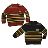 差し色に嬉しいマルチボーダーセーター（濠Du) ネイビー(右) 95cm