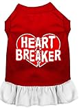 Mirage Pet Products 58-05 LGRDWT White Heart Breaker Screen Print Dress Red with Large [並行輸入品]