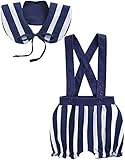 [Vaenait Baby]Stripe Supenders Navy S100%綿ベビー服男女兼用つなぎロンパースオーバーオールサスペンダー付き