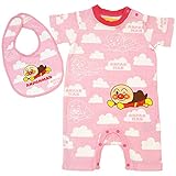 2016年 夏物 アンパンマン フライス スタイ付き 雲柄 半袖ロンパース カバーオール Anpanman ピンク◇70cm