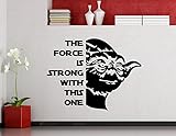 The Force Is Strong With This One Star Wars壁ビニールデカールJedi Master Yoda引用ビニールステッカーホームTeen子供部屋保育園アート装飾レタ
