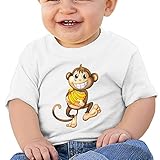 幸せな猿とバナナ子供服 ベビーTシャツ 半袖 男の子 女の子 クルーネック カジュアル