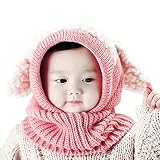 Sunroyalベビーキッズ暖かい冬帽子クロシェニットキャップスカーフキュートBeanies ピンク