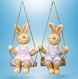 陶器カントリーラビット　パステル　　2個セット