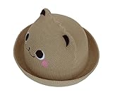 COMVIP かわいい 子供用 耳 ハット 女の子 男の子 日よけ帽子 幼稚園 通学 キャップ 日焼け止め お出かけ（カーキG・46）