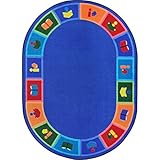 Joy Carpets Kid Essentials Early Childhood Oval Library Blocks Rug Multicolored 10'9 x 13'2 [並行輸入品]