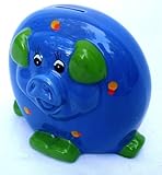 laVie 5.75 " Tallセラミックフラット貯金箱 – ブルー