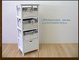 パッチワーク布柄の ホワイトチェスト 通気性のよい引出しで