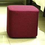 yazi-スツール 四角型 オットマン リラックス足載せ椅子 チェア 化粧室 子供部屋 玄関 待合室 無地 ワインレッド