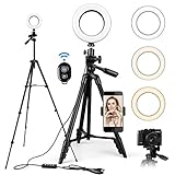 LEDリングライト - Amzdeal 自撮りリングライト 外径6インチ /16cm 3色モード 10輝度調光モード 色温度3000K-56