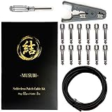 結 ソルダーレスケーブル SL両対応 ソルダーレス プラグ 12個 ケーブル 3m ツール付属 黒色ケーブル(CBK-0401) (銀色キャップ/ニッケルプラグ)