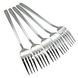 HUELE Set of 5 Korean Stainless Steel Table Forks Dinner Fork Set Long-handled Great Circle Forks