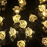 LEAZEAL イルミネーションライト　ガーデンライト 30LED led　ソーラー充電式 結婚式　クリスマス 　屋外 防水　全長5m　光センサー内蔵　　DIY (ウォームホワイト)