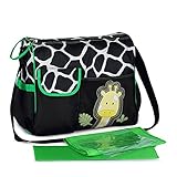 RONGTONGDA 可愛い動物模様マザーズバッグ 多機能外出用ママバッグ ショルダーバッグ 大容量 ベビー用品を一式収納でき おむつ取り換えシート付き ポリエステル製 (グリーン)