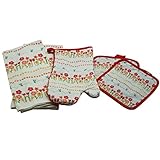 テーマ装飾キッチンリネンセット – 2キッチンタオル、2 Pot Holders , 1オーブンミット