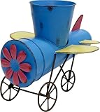 ガーデンオーナメント プランター ひこうき スモールサイズ ブルー 高さ24cm ポット3.5号 Steel Garden Object SGO-PLANES-BLU